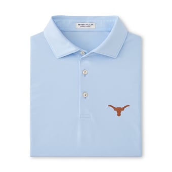 Men's Peter Millar  Light Blue Texas Longhorns Jubilee Stripe Stretch Jersey Polo