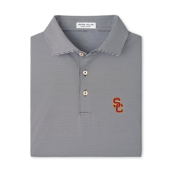 Men's Peter Millar  Black USC Trojans Jubilee Stripe Stretch Jersey Polo
