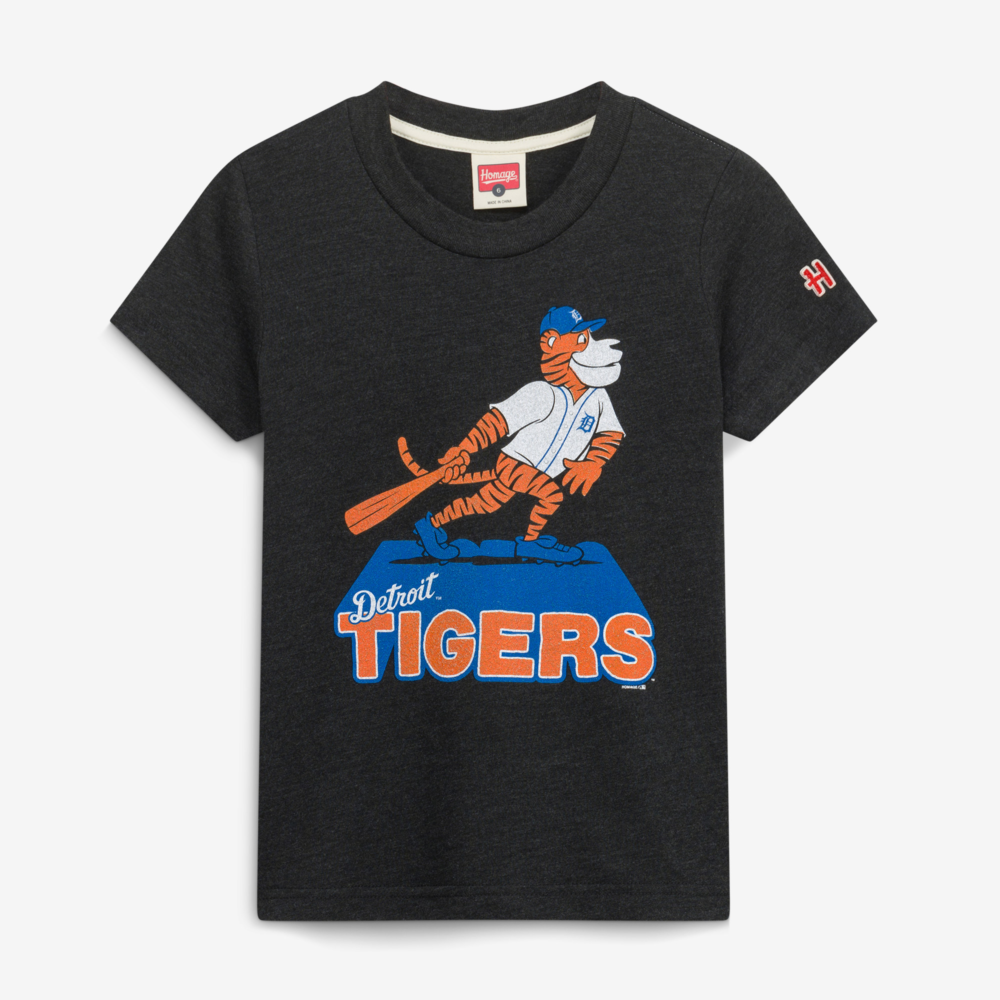 Youth Homage Charcoal Detroit Tigers Mascot Tri-Blend T-Shirt