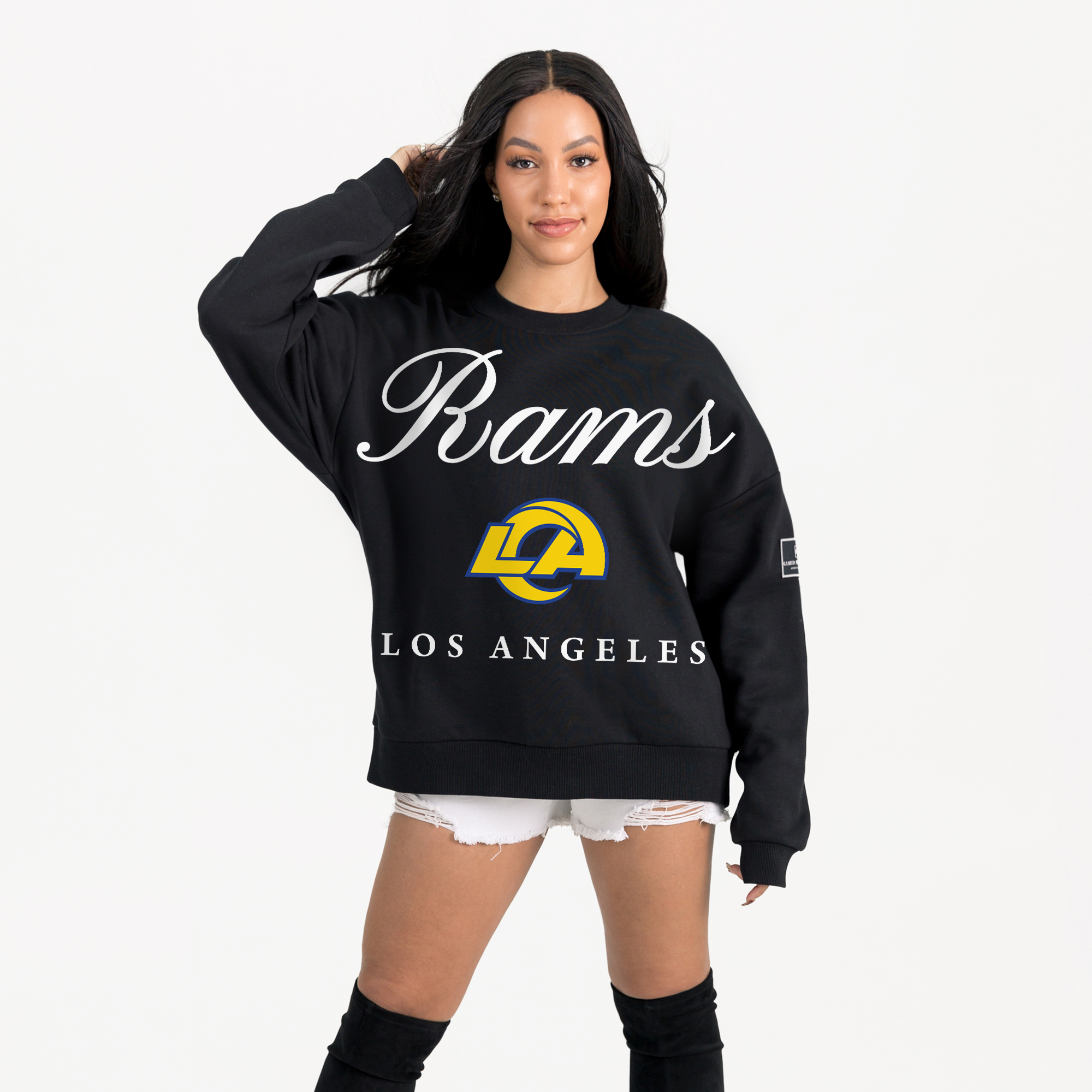 Gameday Couture Women's Black Los Angeles Rams Oversized Premium Drop Shoulder Sweatshirt - Black