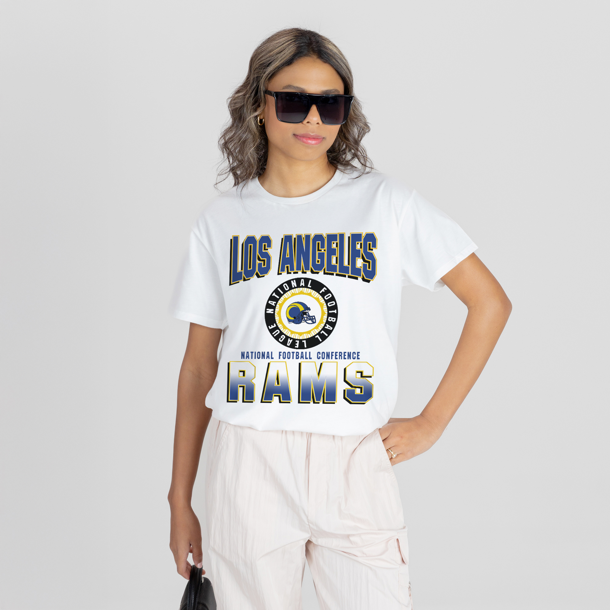 Women's Gameday Couture White Los Angeles Rams Oversized All-Time Classic Flowy T-Shirt