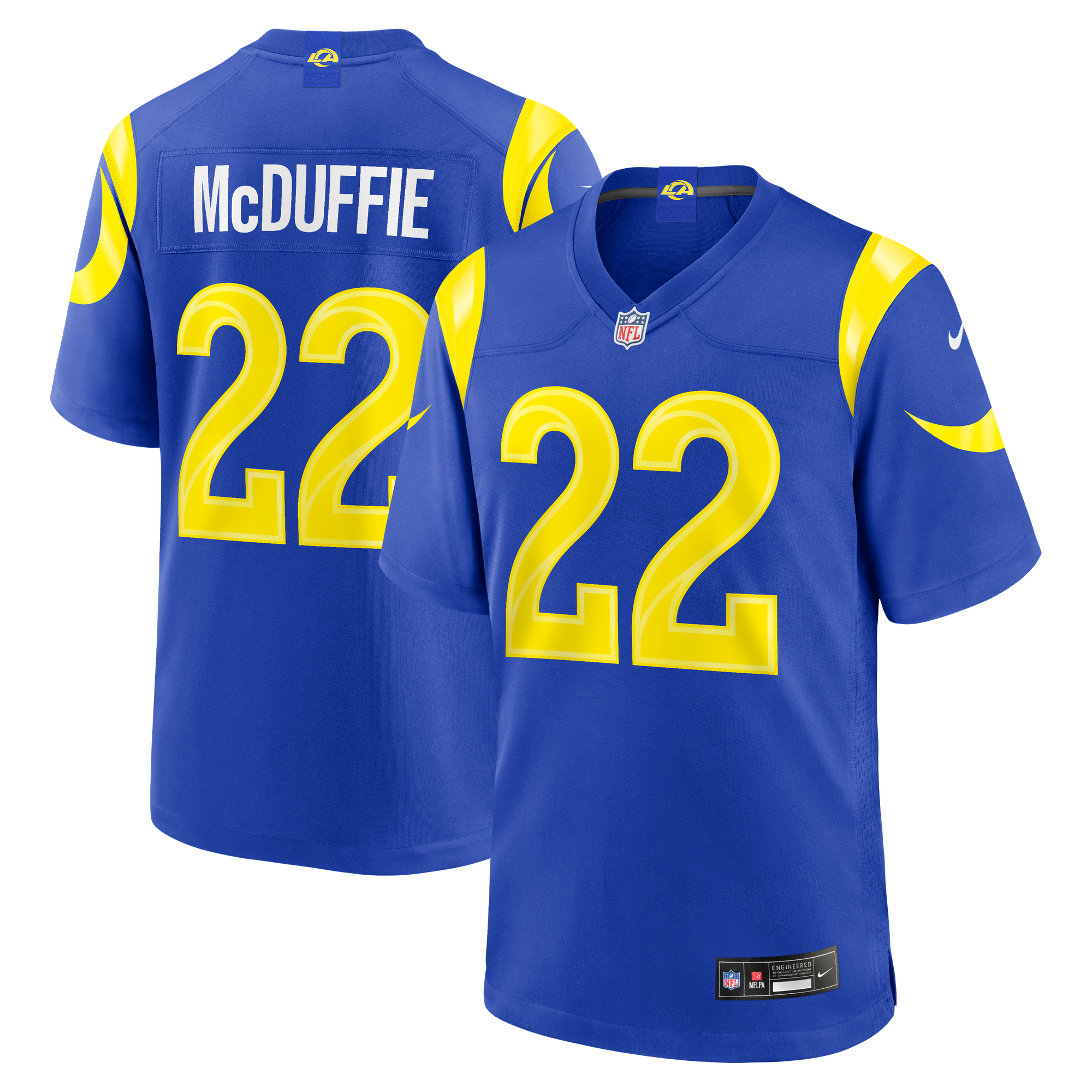 Maglia Los Angeles Rams Nike Game Home - Blu Reale - Trent McDuffie - Uomo