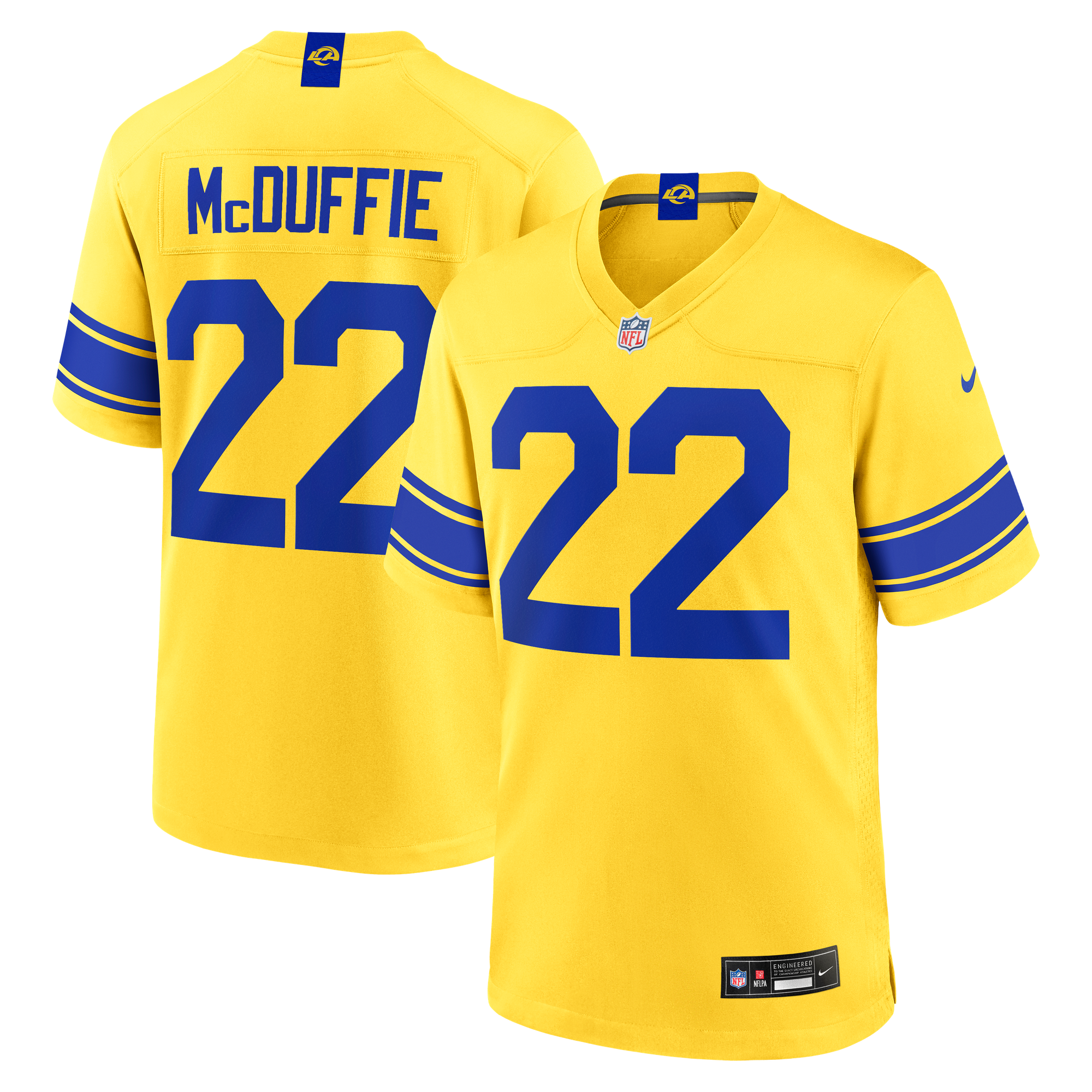 Maglia Los Angeles Rams Nike Game Alternate Secondario - Oro - Trent McDuffie - Uomo