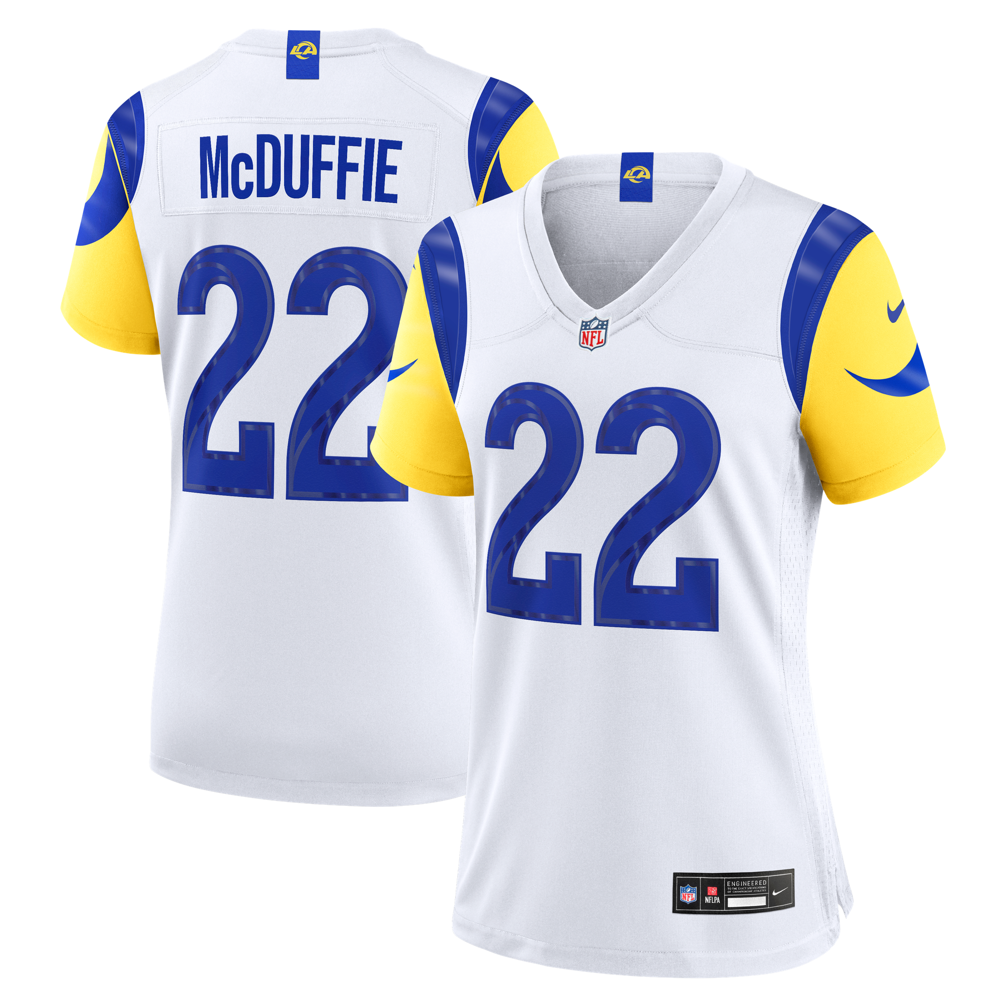 Maglia Los Angeles Rams Nike Game Road - Bianco - Trent McDuffie - Donna