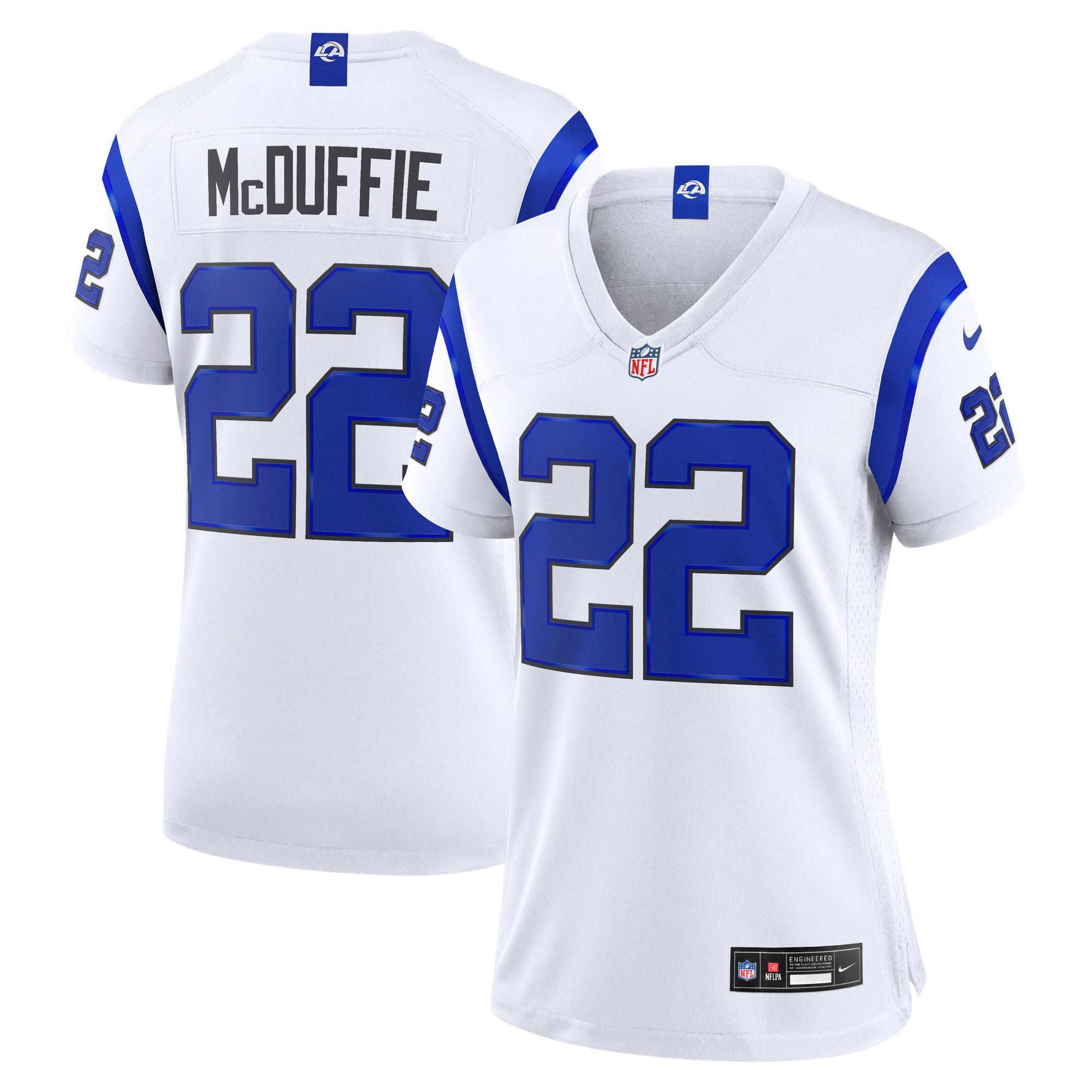 Maglia da gioco alternativa Nike dei Los Angeles Rams - Bianca - Trent McDuffie - Donna