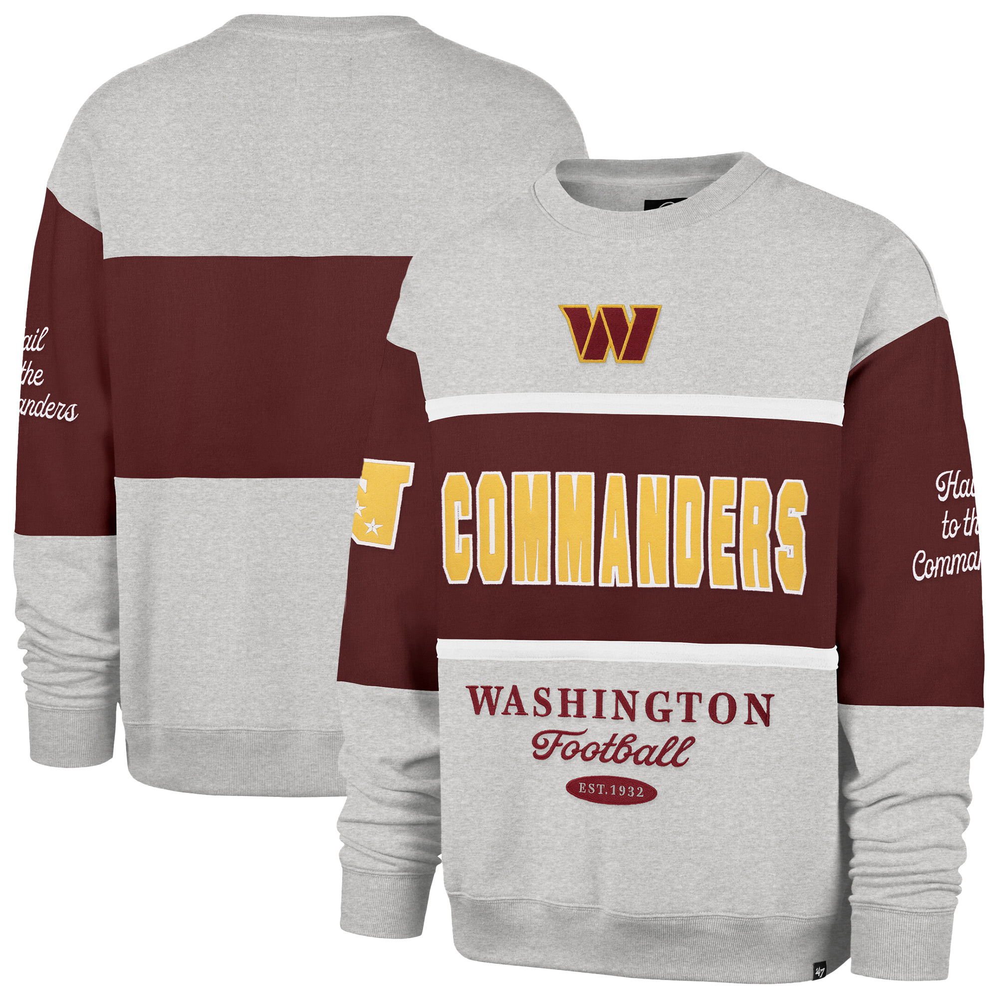 '47 Brand Men's Burgundy/Heather Gray Washington Commanders Blockfield Maximalist Sweatshirt - Burgundy, Heather Gray