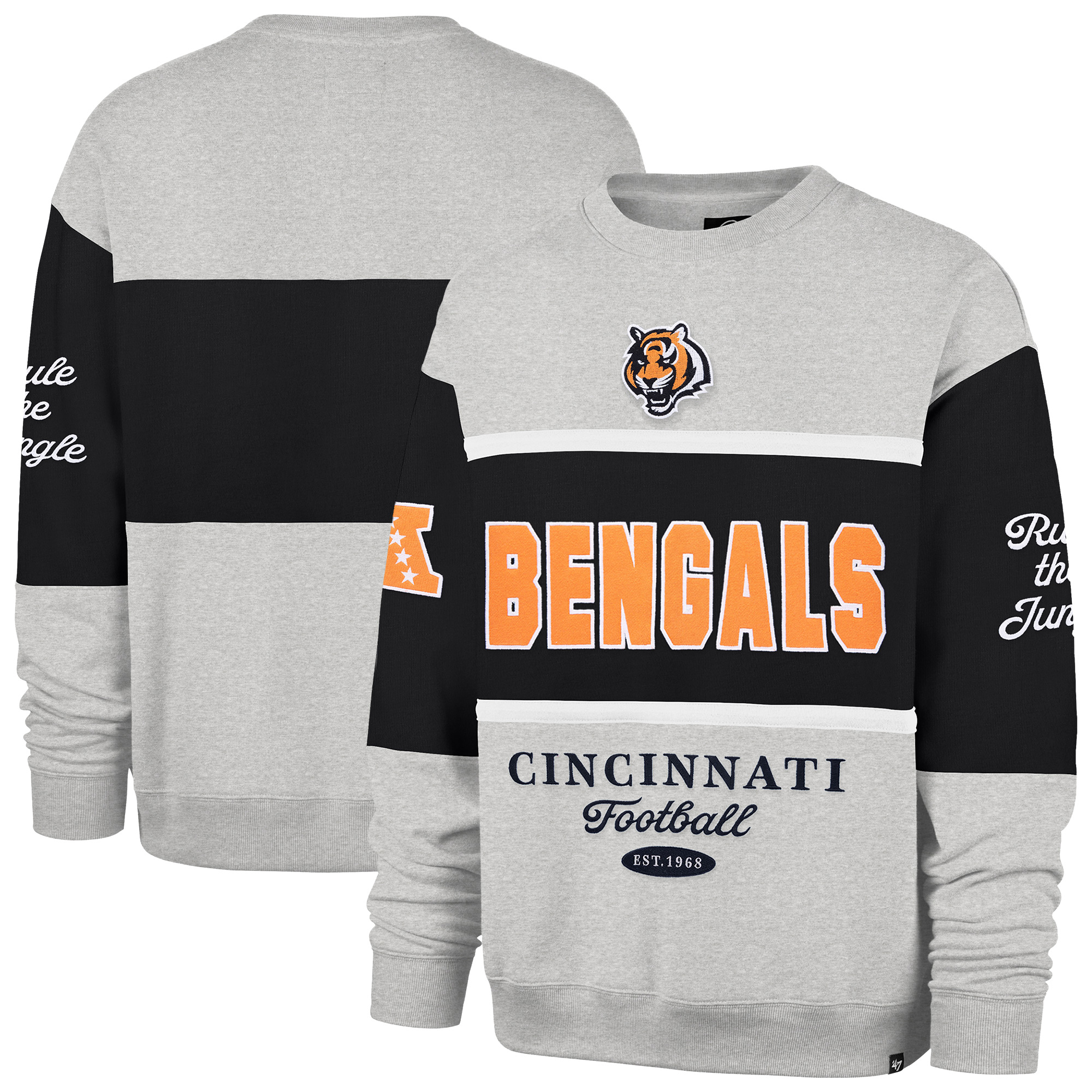 Men’s ’47 Black/Heather Gray Cincinnati Bengals Blockfield Maximalist Sweatshirt Men’s ’47 Black/Heather Gray Cincinnati Bengals Blockfield Maximalist Sweatshirt
