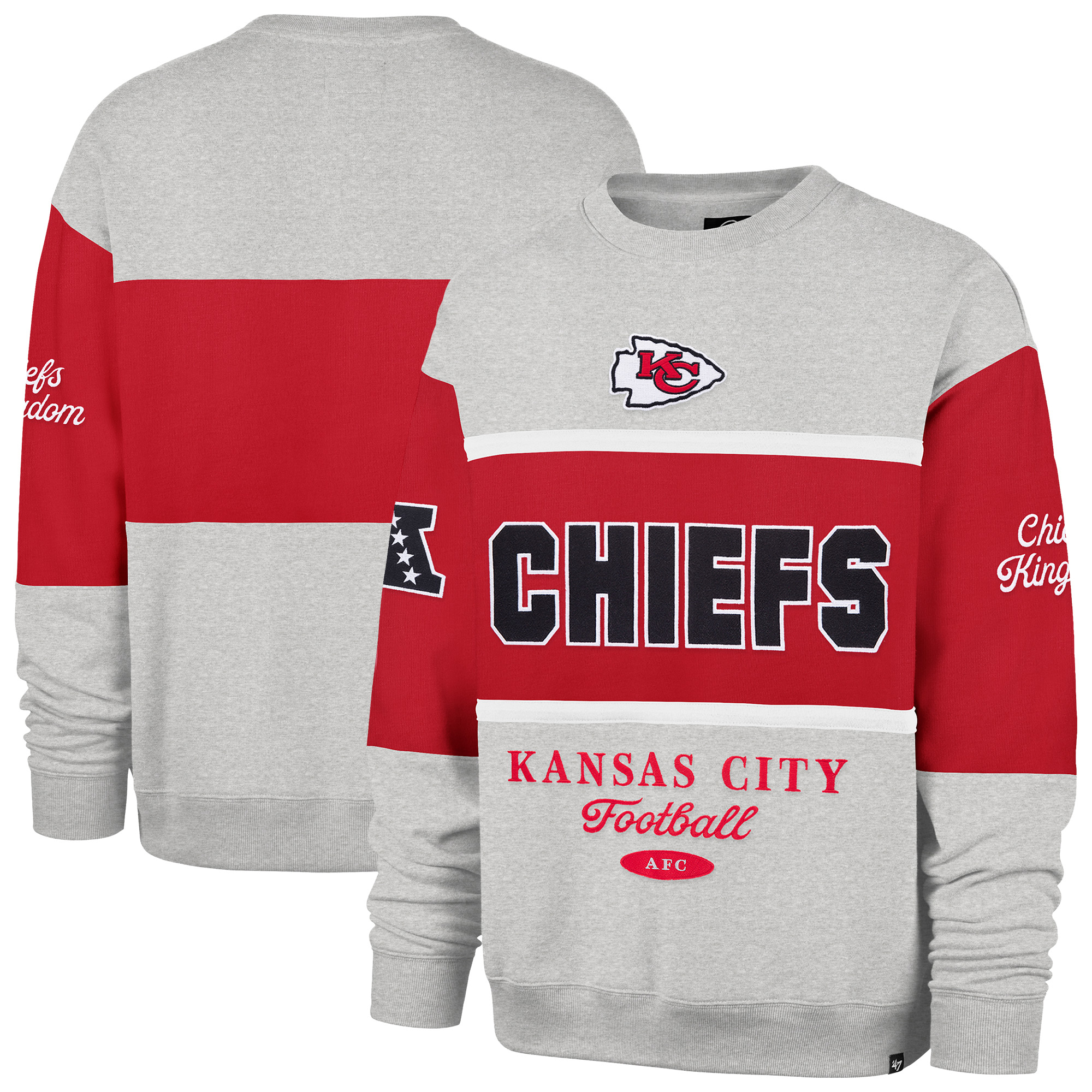 '47 Brand Men's Red/Heather Gray Kansas City Chiefs Blockfield Maximalist Sweatshirt - Red, Heather Gray