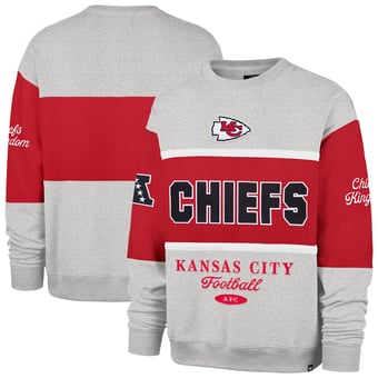Men's '47 Red/Heather Gray Kansas City Chiefs Blockfield Maximalist Sweatshirt