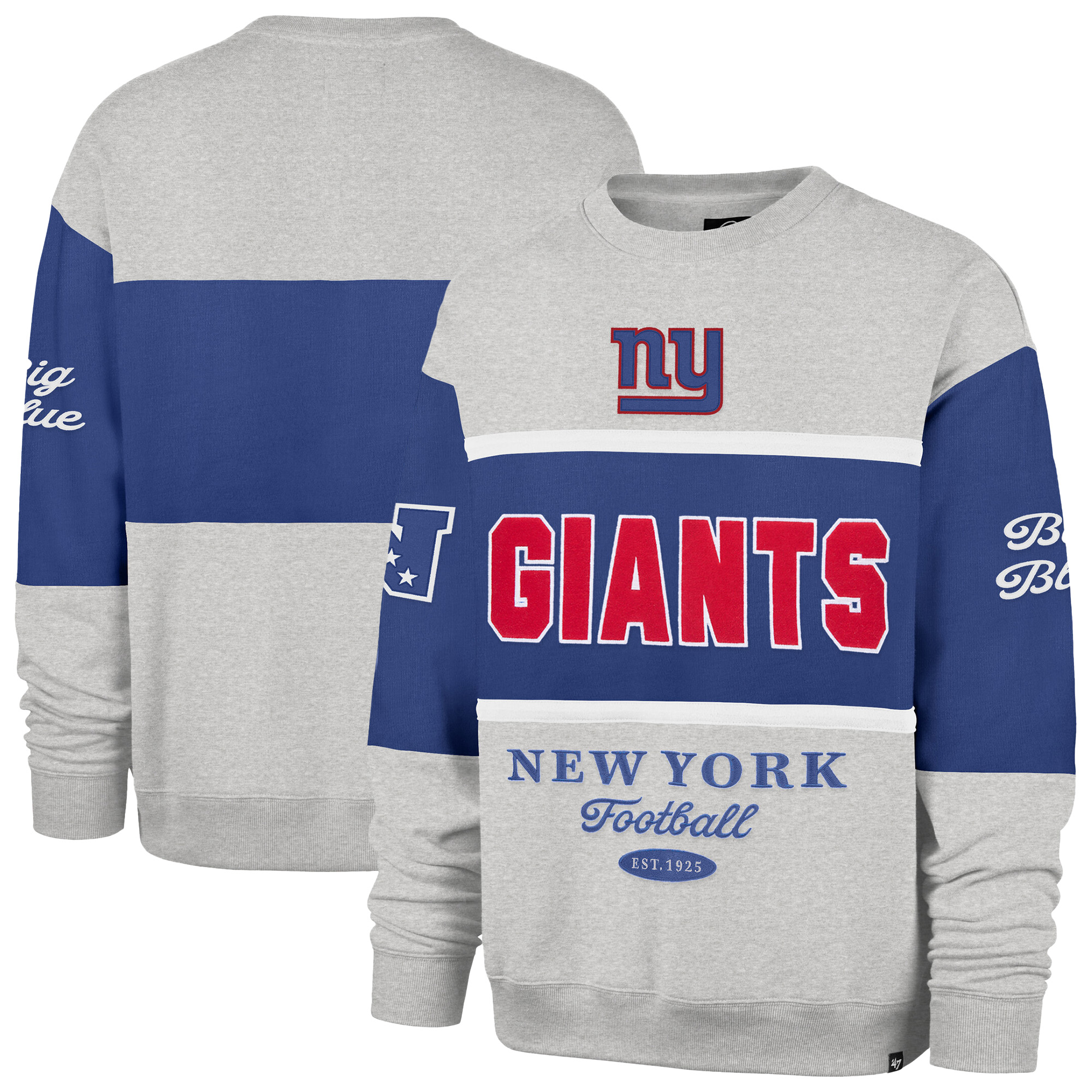 '47 Brand Men's Royal/Heather Gray New York Giants Blockfield Maximalist Sweatshirt - Royal, Heather Gray
