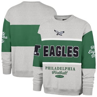 Men's '47 Kelly Green/Heather Gray Philadelphia Eagles Blockfield Maximalist Sweatshirt