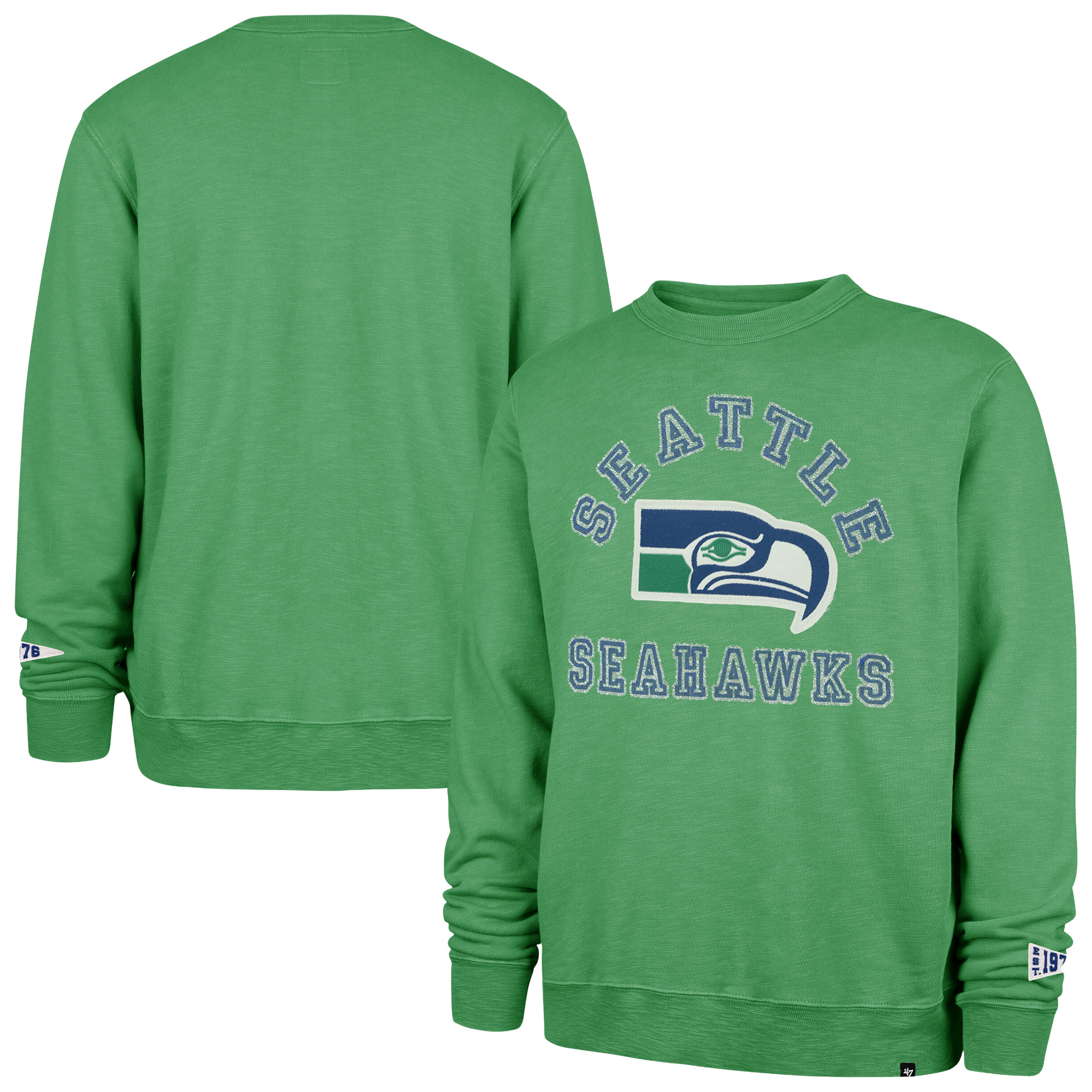 Men’s ’47 Neon Green Seattle Seahawks Calderwood Well Worn French Terry Sweatshirt