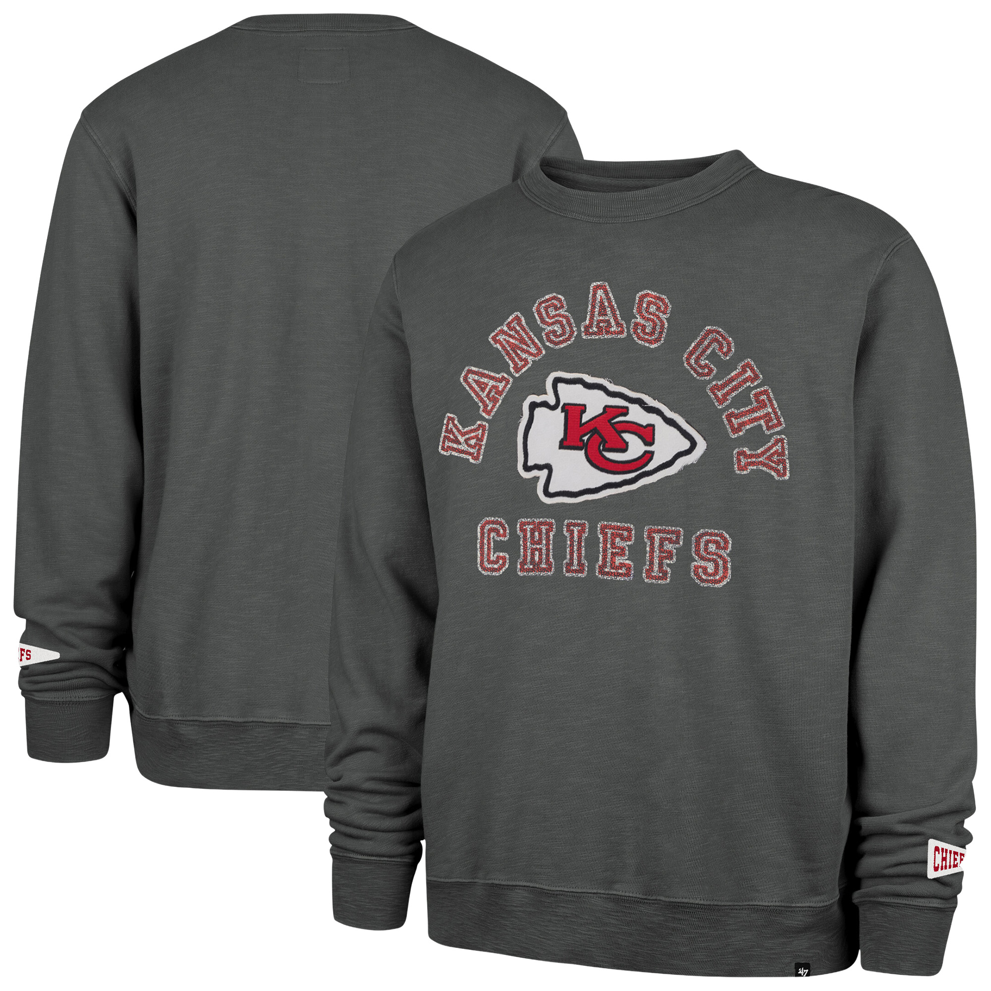 '47 Brand Men's Charcoal Kansas City Chiefs Calderwood Well Worn French Terry Sweatshirt - Charcoal
