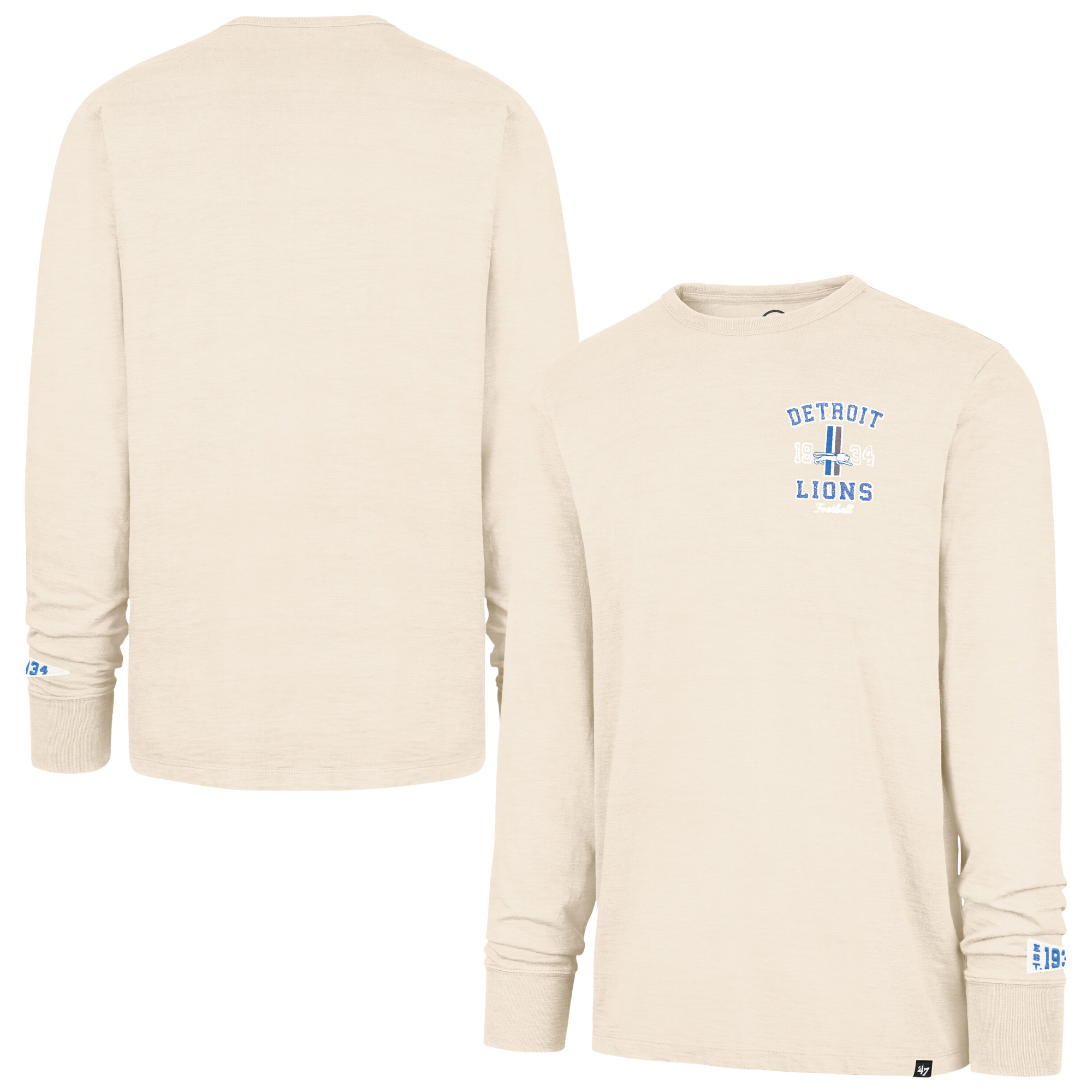 Men's '47  Tan Detroit Lions Heavy Slub Long Sleeve T-Shirt