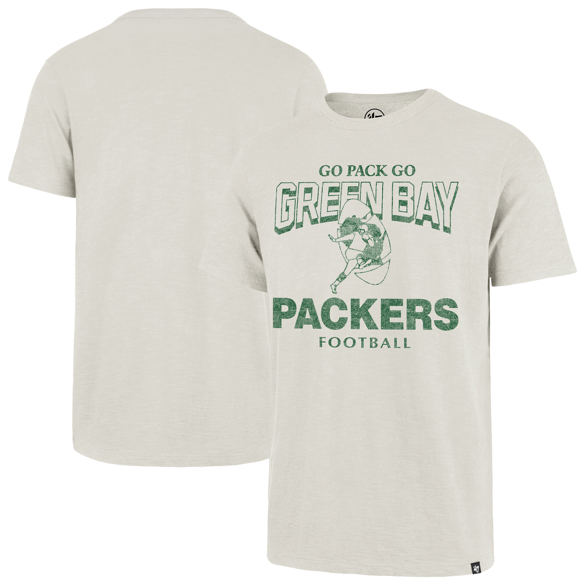 Men's '47 Natural Green Bay Packers Head On Scrum Slub T-Shirt