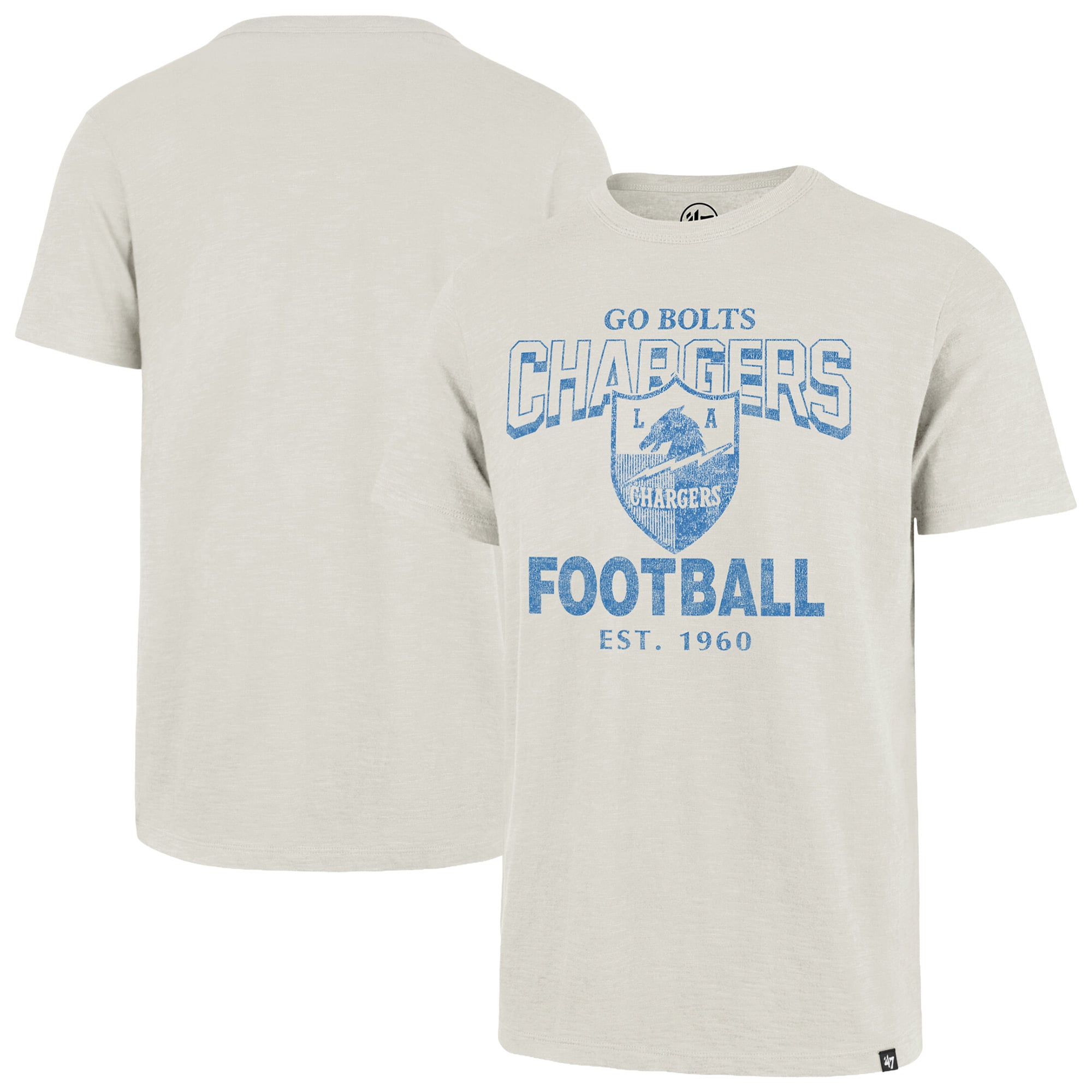 Men's '47 Natural Los Angeles Chargers Head On Scrum T-Shirt
