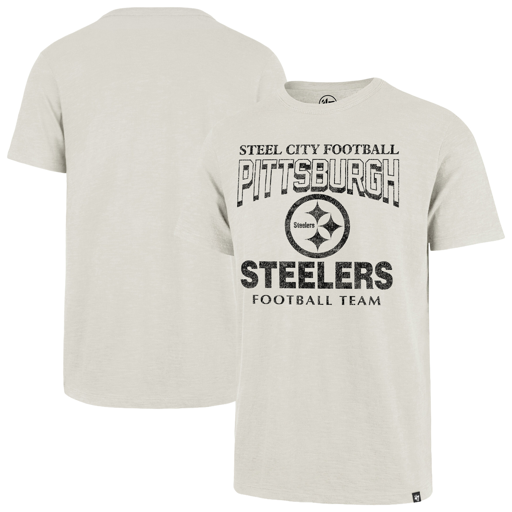 Men's '47  Natural Pittsburgh Steelers Head On Scrum Slub T-Shirt