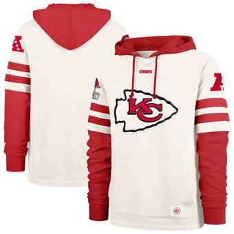 Men's '47  Cream Kansas City Chiefs Split Zone Cornerback Duo Lacer Hoodie