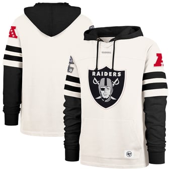 Men's '47  Cream Las Vegas Raiders Split Zone Cornerback Duo Lacer Hoodie