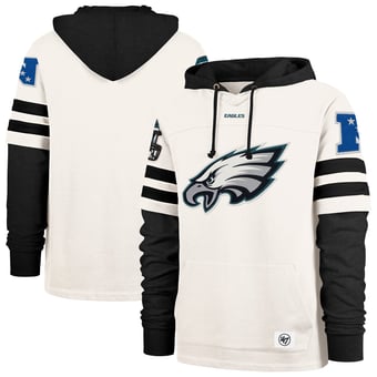 Men's '47  Cream Philadelphia Eagles Split Zone Cornerback Duo Lacer Hoodie