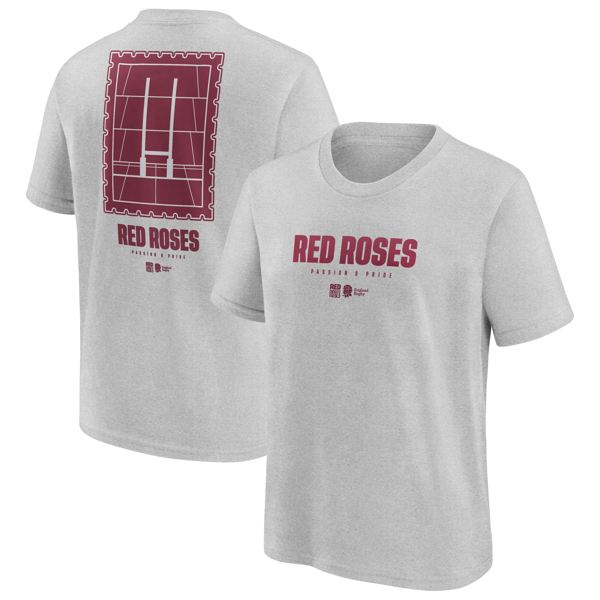 T-shirt grafica con il logo delle rose rosse della nazionale inglese di rugby - Grigia - Junior