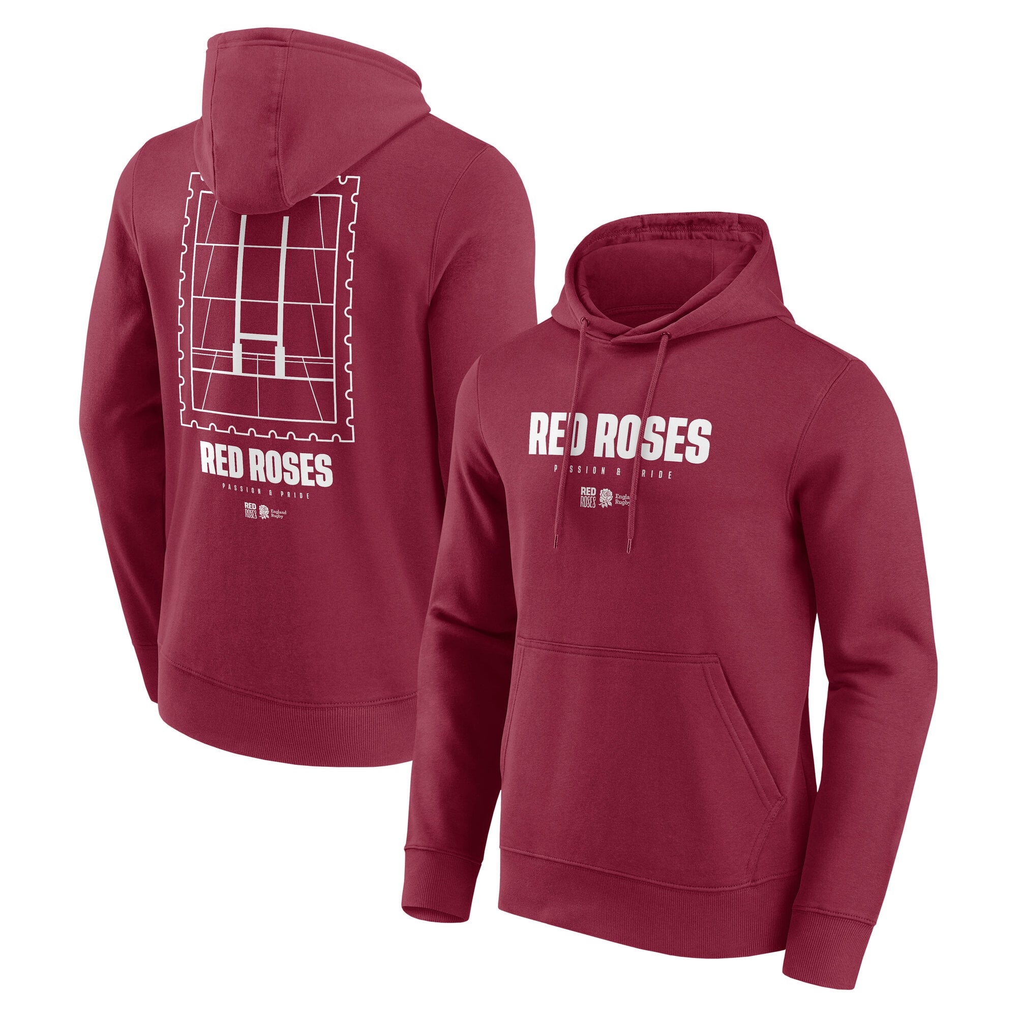 Felpa con cappuccio e grafica "Red Roses" della nazionale inglese di rugby - Rossa