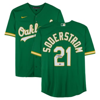 Tyler Soderstrom Athletics Autographed Green Nike Replica Jersey