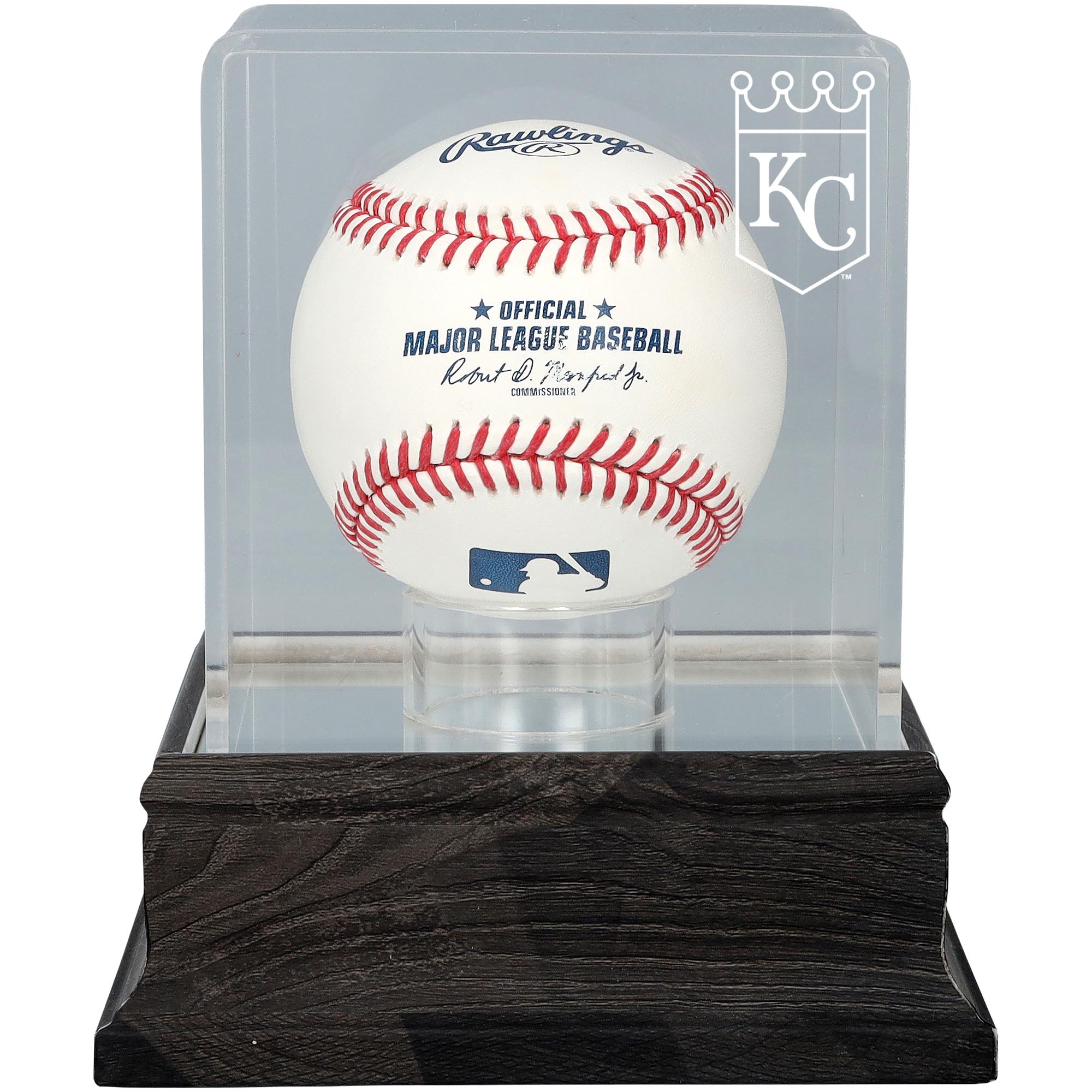 Kansas City Royals Charcoal Logo Baseball Display Case - UV Protected
