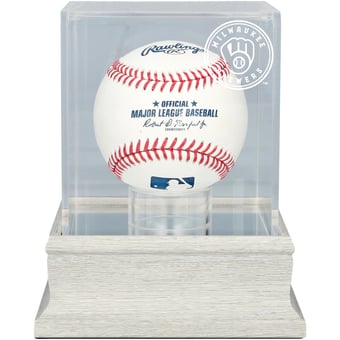 Milwaukee Brewers Slate Gray Logo Baseball Display Case - UV Protected