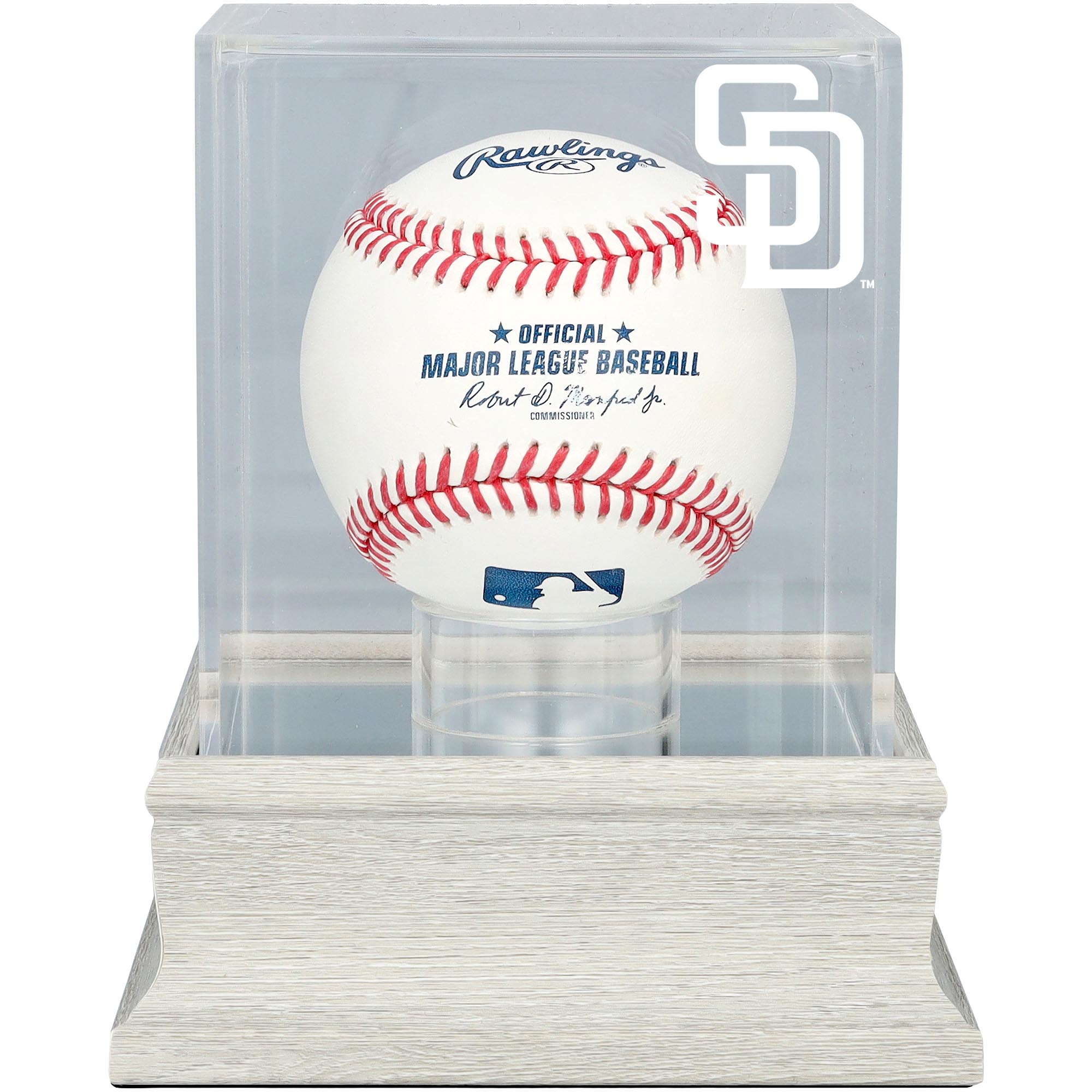 San Diego Padres Slate Gray Logo Baseball Display Case - UV Protected