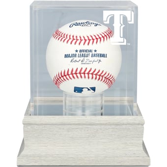 Texas Rangers Slate Gray Logo Baseball Display Case - UV Protected
