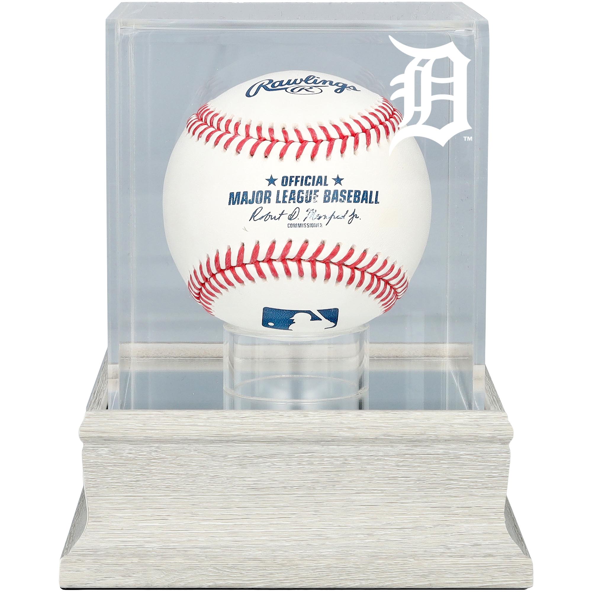 Detroit Tigers Slate Gray Logo Baseball Display Case - UV Protected