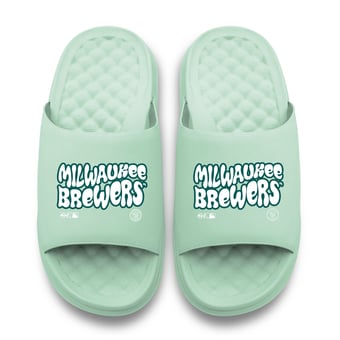 Unisex ISlide Seafoam Milwaukee Brewers Bubble Letters Motive Slide Sandals