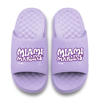 Unisex ISlide Lavender Miami Marlins Bubble Letters Motive Slide Sandals
