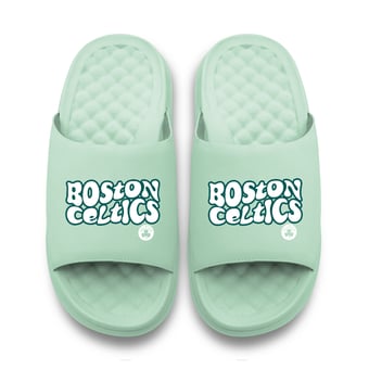 Unisex ISlide Seafoam Boston Celtics Bubble Letters Motive Slide Sandals