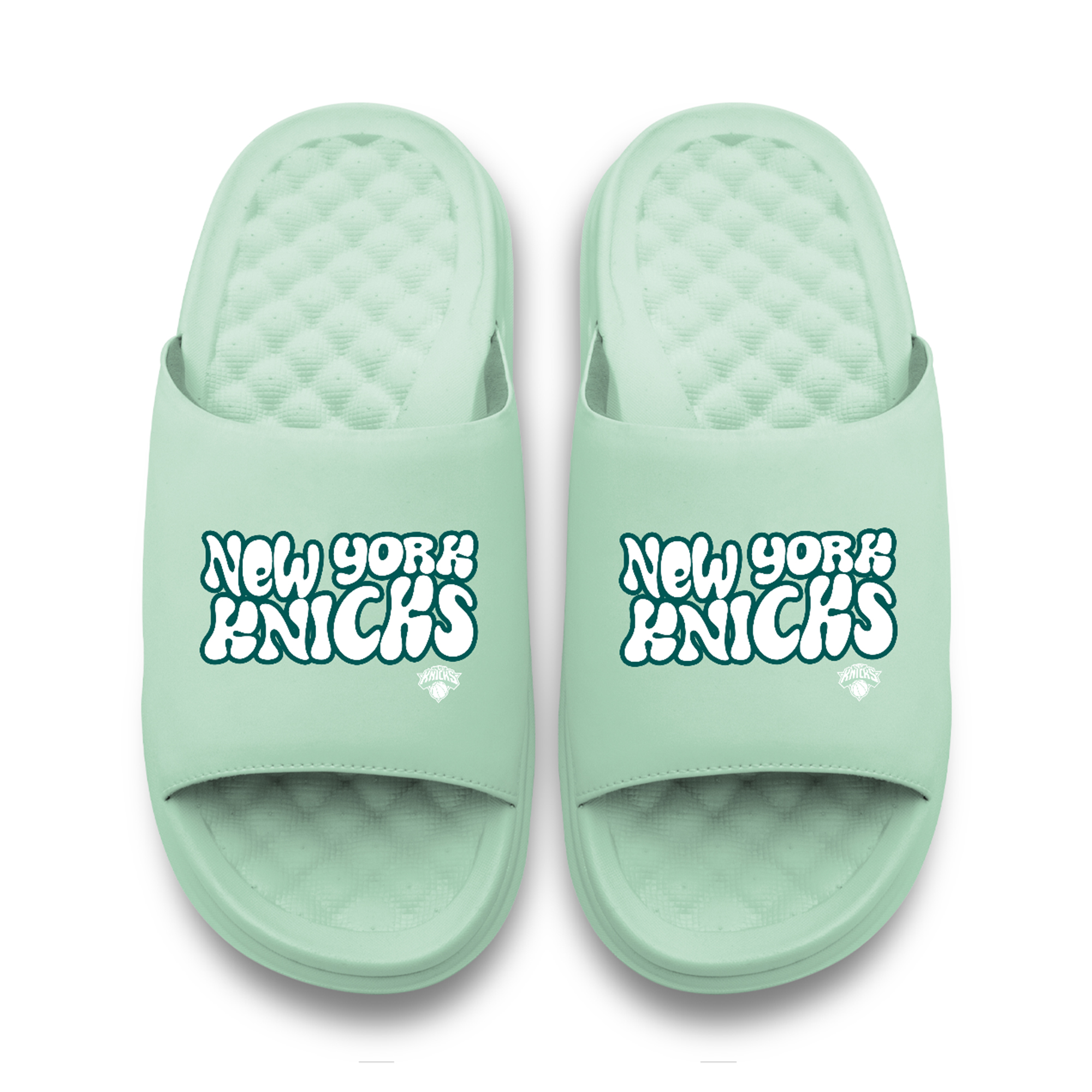Unisex ISlide Seafoam New York Knicks Bubble Letters Motive Slide Sandals