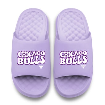 Unisex ISlide Lavender Chicago Bulls Bubble Letters Motive Slide Sandals
