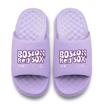 Unisex ISlide Lavender Boston Red Sox Bubble Letters Motive Slide Sandals