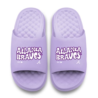 Unisex ISlide Lavender Atlanta Braves Bubble Letters Motive Slide Sandals