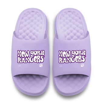 Unisex ISlide Lavender New York Rangers Bubble Letters Motive Slide Sandals