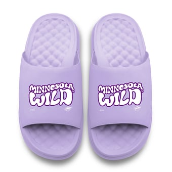 Unisex ISlide Lavender Minnesota Wild Bubble Letters Motive Slide Sandals