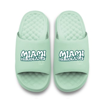 Unisex ISlide Seafoam Miami Hurricanes Bubble Letters Motive Slide Sandals