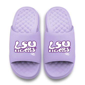 Unisex ISlide Lavender LSU Tigers Bubble Letters Motive Slide Sandals