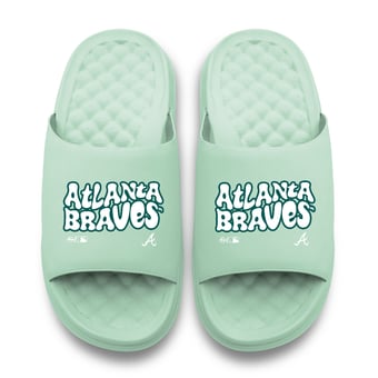 Unisex ISlide Seafoam Atlanta Braves Bubble Letters Motive Slide Sandals