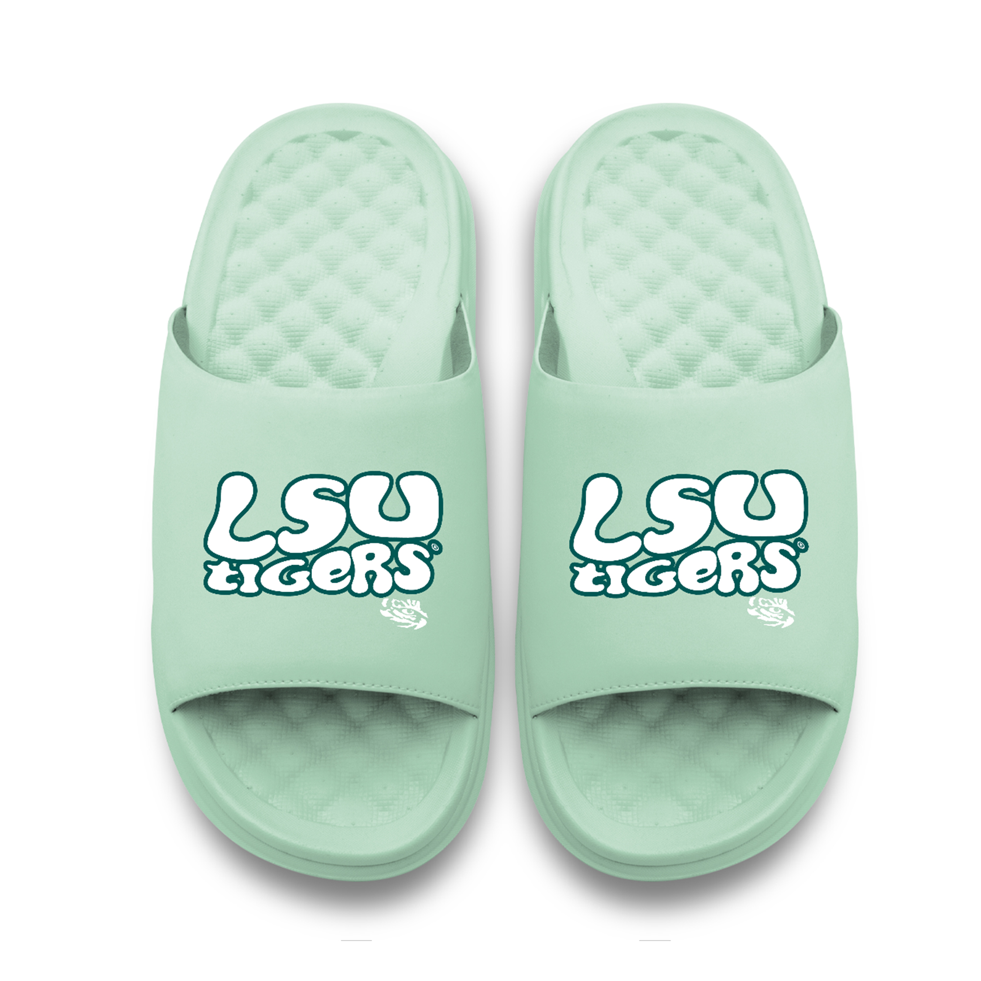 Unisex ISlide Seafoam LSU Tigers Bubble Letters Motive Slide Sandals Unisex ISlide Seafoam LSU Tigers Bubble Letters Motive Slide Sandals