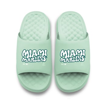 Unisex ISlide Seafoam Miami Marlins Bubble Letters Motive Slide Sandals