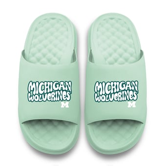 Unisex ISlide Seafoam Michigan Wolverines Bubble Letters Motive Slide Sandals