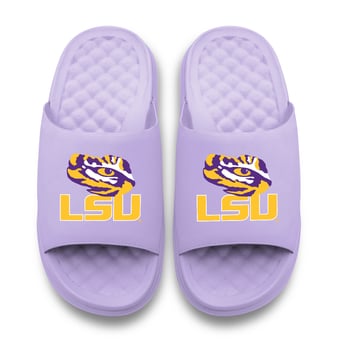 Unisex ISlide Lavender LSU Tigers Bubble Letters Motive Slide Sandals