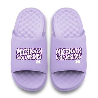 Unisex ISlide Lavender Michigan Wolverines Bubble Letters Motive Slide Sandals