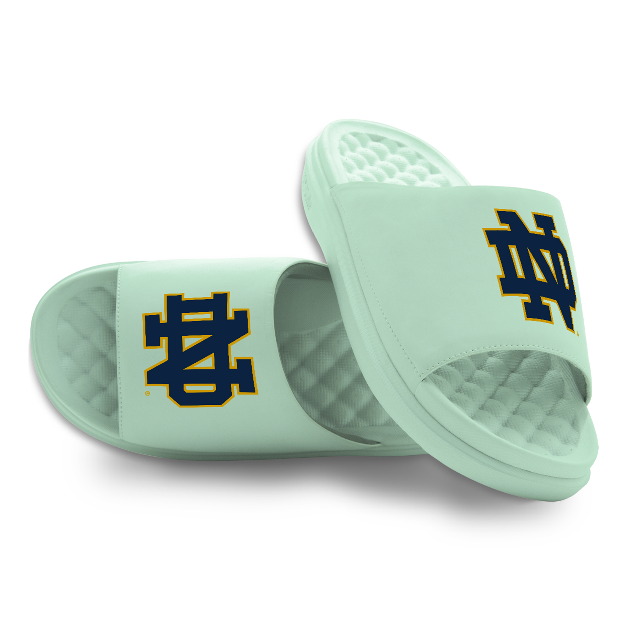 Unisex ISlide Seafoam Notre Dame Fighting Irish Bubble Motive Slide Sandals